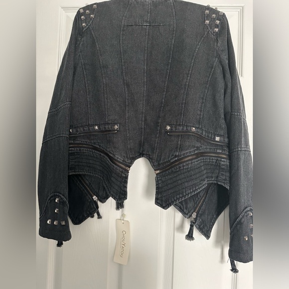 ChouYatou black denim studded jacket - Picture 6 of 7